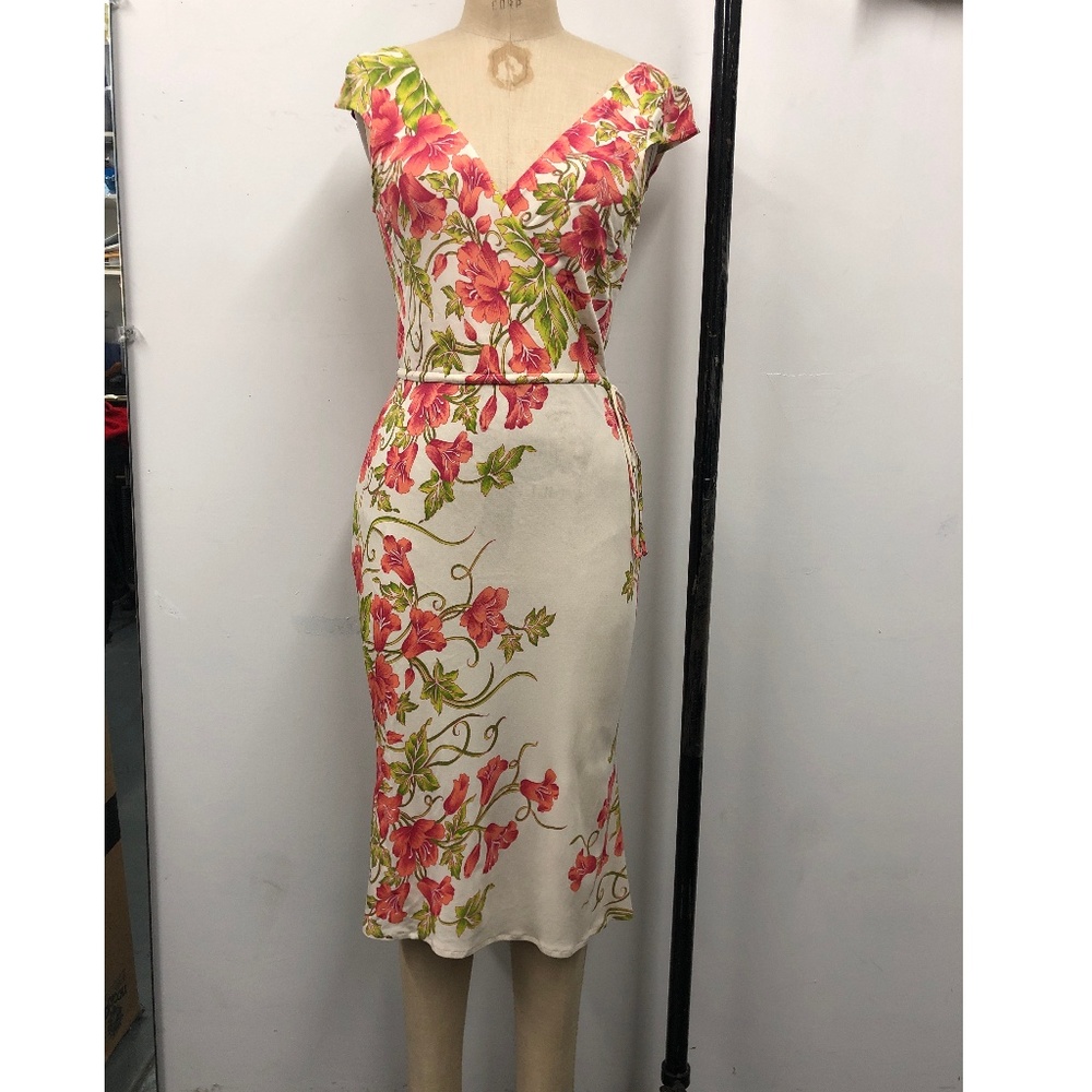 Floral Wrap Dress with Open Back